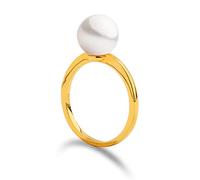 Secret & You Anello da donna rotondo con perle coltivate d'acqua dolce da 8,5 mm Anello in argento sterling 925 placcato oro vermeil - Disponibile in 3 misure