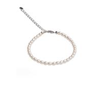 Secret & You Bracciale da donna con perle coltivate d'acqua dolce bianche ovali 17,5 cm + 5 cm di lunghezza, Perla