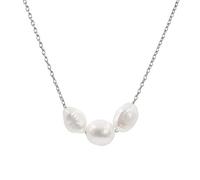 Secret & You Collana con pendente in perle da donna con tre perle coltivate d'acqua dolce barocca 8-9 e 9-10 mm - Argento sterling 925 in rodio o placcato oro 18k 38 a 45 cm