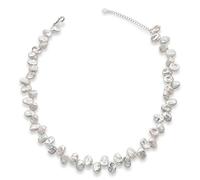 Secret & You Collana di Perle Coltivate d'Acqua Dolce Keshi Barocche Annodate (9-10 mm) 38 cm con Catena di Prolunga