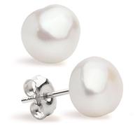 Secret & You - Orecchini a bottone con perle coltivate d'acqua dolce perla coltivata - Forma barocca - Argento sterling 925, disponibile in 5 dimensioni Da 9-10 mm a 13-14 mm