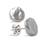 SECRET & YOU - Orecchini donna perla coltivata d'acqua dolce Keshi bianco e grigio - Argento sterling 925 - Disponibile in 10 taglie da 7-8 mm a 15-16 mm