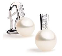 SECRET & YOU Orecchini Donna Perle Coltivate d'Acqua Dolce e Zirconi | Design Tu ed Io | Argento 925 Rodiato