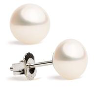 SECRET & YOU Orecchini Donna Perle Coltivate d'Acqua Dolce Semirotonde | Perno e Farfallina Grandi in Argento 925 | 9-9,5 mm