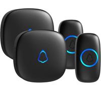 SECRUI Campanello Senza Fili da Esterno, 400m Campanello Wireless, IP66 Campanello con LED Lampeggiante 58 Melodie, 5 Livelli di Volume e Modalità Mute (2 Ricevitori +2 Trasmettitori)