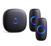 SECRUI Campanello Senza Fili da Esterno, Doorbell Wireless con 1 Ricevitore + 2 Pulsante, 58 Suonerie, 5 Livelli Volume 120 dB, LED, 300 m Lunga Portata per Casa,Appartamento Porta d’Ingresso, Nero