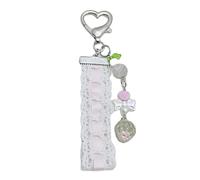 (Section B) Elegante ciondolo per cellulare con nastro e perline, decorato con una farfalla.