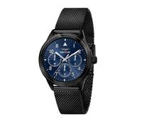 Sector 670 R3253540010 Men's 40 mm Dual-Time Watch - Blue Dial, Black PVD Steel Mesh, 5 ATM