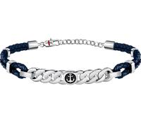 SECTOR BANDY SZV86 Bracciale Uomo Pelle Ric. Acciaio Smalto 23 cm