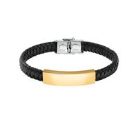 Bracciale Uomo SECTOR BANDY SZV110 Pelle Nero Acciaio Gold Dorato