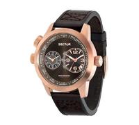 Sector Oversize R3251102022 Men's Quartz Chronograph Watch - 48mm Brown Dial, Brown Leather Strap