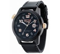 Sector Oversize R3251202025 Men's Quartz Watch - 48mm Black Dial, Black Leather Strap