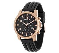 Sector R3271689003 Men's Chronograph Quartz Watch - 48.26mm Black Dial, Rose Gold-Tone Stainless Steel Case, Black Leather Strap