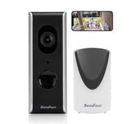 SecuFirst Campanello con fotocamera con Chime, campanello video cablato, campanello WLAN per porta d'ingresso esterno, impermeabile, scheda di memoria 64G, audio a 2 vie, nero e argento