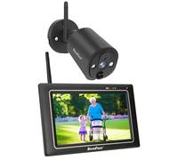 SecuFirst Kit Telecamere Videosorveglianza Esterno,Con monitor Touch Screen da 7",Lavora senza wifi,2K telecamere senza fili da esterno.64 GB di memoria,Nessun costo di abbonamento.