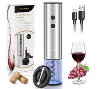 Secura Apribottiglie elettrico in acciaio inox, ricaricabile, automatico, con tagliacapsule e cavo di ricarica, cavatappi riutilizzabile, apribottiglie elettrico per casa, feste, bar all'aperto