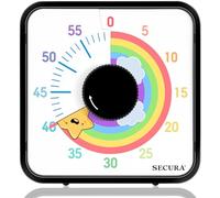 Secura Timer visivo arcobaleno da 19,1 cm, timer per conto alla rovescia oversize visivo da 60 minuti, per bambini e adulti, strumento di gestione meccanica del tempo durevole (nero e stella)