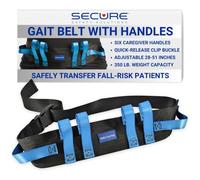 Secure® Transfer & Walking Gait Belt w/ Six Hand Grips & EZ Release Plastic Buckle - One Year Warranty