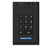 SecureData SecureDrive KP 500GB SSD crittografato hardware USB 3.0 Unità esterna FIPS 140-2 Livello 3 sblocco tramite tastiera conforme TAA, CJIS, HIPAA, CMMC, GDPR, funziona con Mac e Win Free AV