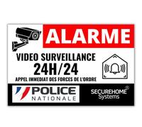 SecureHome Systems - Set di 8 adesivi effetto alluminio deterrenti volo bianco - Allarme + logo polizia - Alta qualità, resistenza alla pioggia e ai raggi UV - 8,5 x 5,5 cm