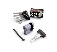 SECUREMME K2 MEZZOCILINDRO DECENTRATO NICHELATO 40MM 30-10 PROFILO EU 3CHIAVI 10SPINE SICUREZZA PROTEZIONE ANTITRAPANO