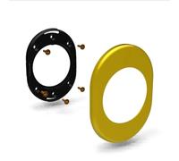 SECUREMME Kit Piastrina 4300, Bocchetta per Porta Blindata, 62x82x6 mm, con Foro Ø46 mm, con Inserto per Cilindro Europeo, OTTONE