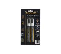 Marcatore a gesso liquido - punta media da 2,00-6,00mm - bianco - Securit - conf. 2 pezzi