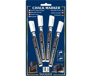 SECURIT - BLA-SMA100-V4-WHI - Marcatore a gesso liquido - punta fine da 1,00-2,00 mm - bianco - Securit - conf. 4 pezzi - 71670 - Conf. da 1 Pz. - BLA-SMA100-V4-WHI