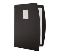 SECURIT - Carta Dei Vini Linea Rio - Per Caffè, Ristoranti, Bar - Formato A4 - Placca Serigrafata In Acciaio Inox Con Scritta Menù - 1 Doppio Inserto Incluso - Colore Nero