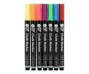 SECURIT Chalkstar - Pack of 7 Colored Liquid Chalk Markers for Blackboard, Chalkboard, Window, or Glass - Round 1-2 mm Nibs - Ideal Chalk Pens for Signs and Advertisements