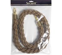 SECURIT - Corda Intrecciata per Sistema Barriera Classic - Per Bar, Ristoranti, Pub, Negozi - Agganci con Moschettoni - 150 cm - Finitura Dorata - Colore Marrone