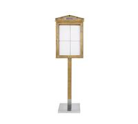 SECURIT - Espositore LED Rustico - Set con Palo e Base - Legno Teak