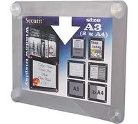 SECURIT - Lavagna con Ventose - Per Superfici in Vetro - Per Bar, Ristoranti, Pub, Negozi - Formato A3 - Double Face - Colore Grigio