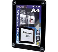 SECURIT - Lavagna con Ventose - Per Superfici in Vetro - Per Bar, Ristoranti, Pub, Negozi - Formato A4 - Double Face - Colore Nero