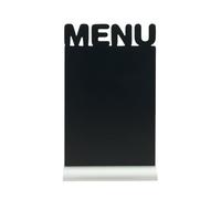 SECURIT - Lavagna Da Tavolo Silhouette Menu - Forma Rettangolare | Base in Alluminio - Inserto Rimovibile - Pennarello Bianco Incluso - 34,2x21x6cm