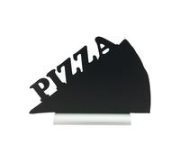 SECURIT - Lavagna Da Tavolo Silhouette Pizza - Per Pennarelli A Gesso Liquido - Per Caffè, Ristoranti, Bar - Inserto Rimovibile - Base In Alluminio - 24x34x6cm - 1 Pennarello Bianco Incluso