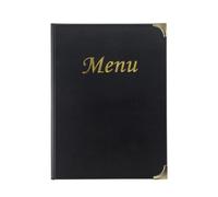 SECURIT - Porta Menu Linea Basic - Per Caffè, Ristoranti, Bar - Formato A4 - 4 Inserti fissi - PVC - Colore Nero