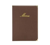 SECURIT - Porta Menu Linea Classic - Per Caffè, Ristoranti, Bar - Similpelle - Formato A4 - 1 Doppio Inserto Incluso - Colore Marrone