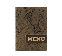 SECURIT - Porta Menu Linea Design - Per Caffè, Ristoranti, Bar - Formato A4 - Similpelle - 1 Doppio Inserto Incluso - Texture Paisley - Colore Marrone