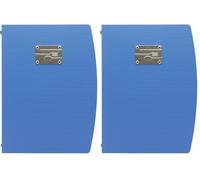 SECURIT - Porta Menu Linea Rio - Per Caffè, Ristoranti, Bar - Formato A4 - Placca Serigrafata In Acciaio Inox Con Disegno Delle Posate - 1 Doppio Inserto Incluso - Colore Blu (Confezione da 2)