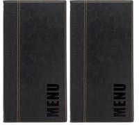 SECURIT - Porta Menu Linea Trendy - per caffè, Ristoranti, Bar - Similpelle - Formato A45-1 Doppio Inserto Incluso - Colore Nero (Confezione da 2)