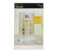 SECURIT - Porta Poster da Tavola Verticale - Per Bar, Ristoranti, Pub, Negozi - Formato A4 - Base in Acciaio Inox - Acrilico Trasparente