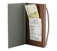 SECURIT - Portaconto - Per Caffè, Ristoranti, Bar - Semilpelle Con Base In Legno - Dotato Di Chiusura Elastica - Colore Grigio