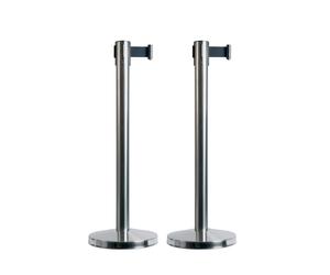 SECURIT - RS-RT-LW-CH - Colonnine segnapercorso Budget Retractable - altezza 88 cm - nastro nero da 210 cm - Securit - set 2 pezzi - 80273 - Conf. da 1 Pz. - RS-RT-LW-CH