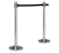 SECURIT - RS-RT-RVS-BL-SET - Colonnina segnapercorso cromata - altezza 100 cm - nastro retrattile nero da 210 cm - Securit - 74567 - Conf. da 1 Pz. - RS-RT-RVS-BL-SET