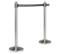 SECURIT - RS-RT-RVS-GY-SET - Colonnina segnapercorso cromata - altezza 100 cm - nastro retrattile grigio da 210 cm - Securit - 74568 - Conf. da 1 Pz. - RS-RT-RVS-GY-SET