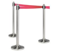 SECURIT - RS-RT-RVS-RD-SET - Colonnina segnapercorso cromata - altezza 100 cm - nastro retrattile rosso da 210 cm - Securit - 74569 - Conf. da 1 Pz.