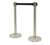 SECURIT - Set 2 Colonnine con Base range Budget - Nastro Nero - 2m