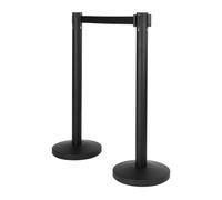 SECURIT - Set 2 Pali con Base range Budget - Retrattile - Nero - 190 cm