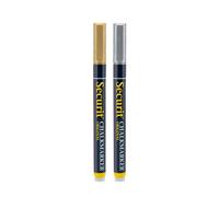 SECURIT - Set 2 Pennarelli Gesso Liquido - Punta 1-2 mm - Argento e Oro | Inchiostro atossico e inodore - Cancellabile con panno umido - Uso esterno